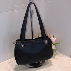 VINTAGE Gianni Versace Couture Smooth Black Leather Silver Hardware